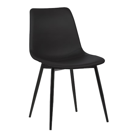 Armen Living Monte Contemporary Dining Chair in Black Faux Leather with Black Metal Legs LCMOCHBLACK